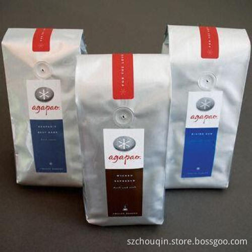 Big Aluminum Foil Bag for Coffee with Valve and Flat Bottom
